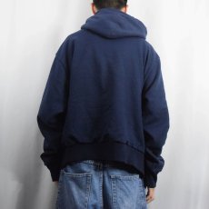 画像3: 90's CANMBER USA製 裏サーマル プリント スウェットジップパーカー NAVY 3XL (3)