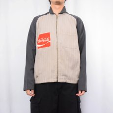 画像3: 70's Unitog USA製 "Coca-Cola" ストライプ柄 ハンドペイント ワークジャケット SIZE42 (3)