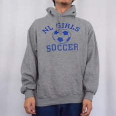 画像2: 90's RUSSELL ATHLETIC USA製 "NL GIRLS SOCCER" プリントスウェットフーディー L (2)