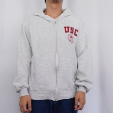 画像2: 90's RUSSELL ATHLETIC USA製 "USC" プリントスウェットジップパーカー M (2)