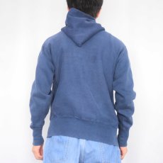 画像3: 70's Champion REVERSE WEAVE 青単色タグ USA製 "FALLS NORTH INDIANS" ウイングフットプリントスウェットフーディー NAVY S (3)