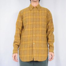 画像2: 60's PENDLETON チェック柄 3点留め ウールシャツ M (2)