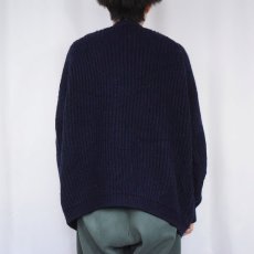 画像3: 〜80's Wool Overs ウールニットカーディガン NAVY (3)