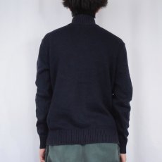 画像3: POLO Ralph Lauren ロゴ刺繍 ハイネック コットンニットセーター NAVY M (3)