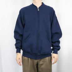 画像2: 90's RUSSELL ATHLETIC 無地 スウェットジップジャケット NAVY L (2)