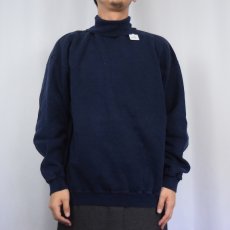 画像2: 90's TULTEX USA製 無地タートルネックスウェット NAVY L (2)