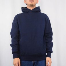 画像2: 90's RUSSELL ATHLETIC USA製 無地スウェットフーディー NAVY M (2)