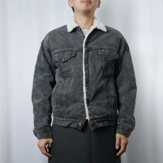 画像2: 80's Levi's USA製 ボアライナー ケミカルウォッシュ ブラックデニムジャケット S (2)