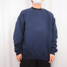 画像2: 90's FRUIT OF THE LOOM USA製 エンボス加工 花柄 スウェット NAVY XXL (2)