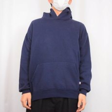 画像2: 90's RUSSELL ATHLETIC USA製 無地スウェットフーディー NAVY XXL (2)