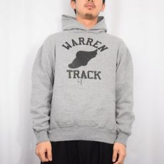 画像2: 90's RUSSELL ATHLETIC USA製 "WARREN TRACK" プリントスウェットフーディー L (2)