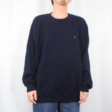 画像2: POLO Ralph Lauren ロゴ刺繍 コットンニットセーター NAVY 4XB (2)