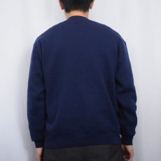 画像3: 90's RUSSELL ATHLETIC USA製 "CIBA-GEIGY" 前V プリントスウェット NAVY XL (3)