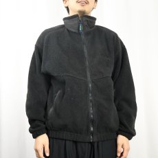 画像2: 90's Eddie Bauer EBTEK USA製 ロゴ刺繍 フリースジップジャケット BLACK S (2)