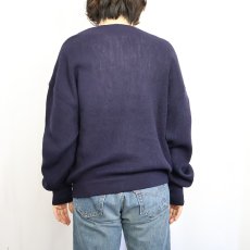 画像3: 70〜80's CHEMISE LACOSTE FRANCE製 ロゴワッペン ウールニットカーディガン NAVY SIZE5 (3)