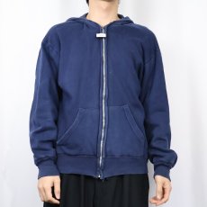 画像2: 〜80's 裏サーマル スウェットジップパーカー NAVY (2)