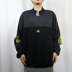 画像3: 90's adidas ナイロン切り替え フリースプルオーバー BLACK XL (3)