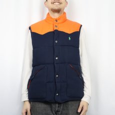 画像2: POLO Ralph Lauren ウエスタンヨーク 中綿入り スウェットベスト NAVY L (2)