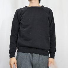 画像2: 90's Hanes USA製 無地ラグランスウェット BLACK M (2)