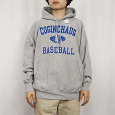 画像2: 2000's Champion REVERSE WEAVE "COGINCHAUG BASEBALL" プリントスウェットフーディー L (2)