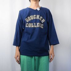 画像2: 70〜80's ARTEX USA製 "GOUCHER COLLEGE" フロッキープリント フットボールTシャツ L (2)