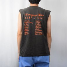 画像4: 90's Black Death USA製 "European Tour" カットオフスリーブ パンデミックプリントTシャツ M (4)