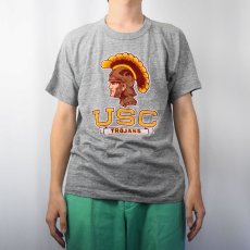 画像2: 80's RUSSELL ATHLETIC USA製 "USC TROJANS" フロッキープリントTシャツ M (2)