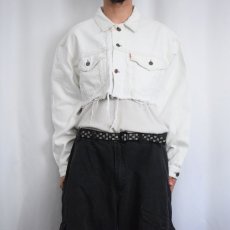 画像2: Levi's 75525 カットオフ ホワイトデニムジャケット L (2)