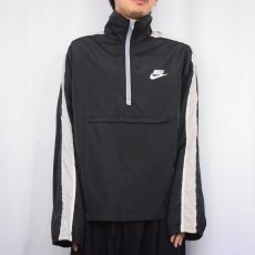 画像2: 80's NIKE 紺タグ ハーフジップ ナイロンジャケット BLACK L (2)