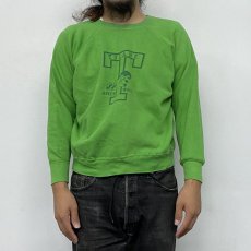 画像3: 60's MAYO SPRUCE USA製 "GREEN WAVE" 染み込みプリントスウェット XL (3)