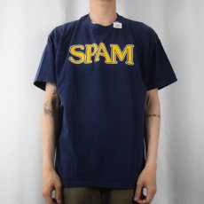 画像2: 90's SPAM 企業ロゴプリントTシャツ NAVY XL (2)
