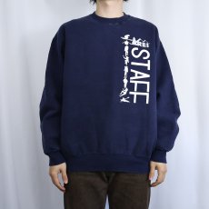 画像2: 90's USA製 "REI STAFF" プリントスウェット NAVY L (2)