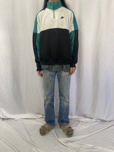 画像2: 90's NIKE ハーフジップ 切り替えデザインスウェット XL (2)