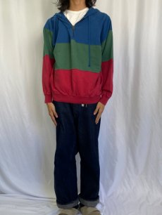 画像2: 90's GAP 切り替えデザイン ハーフジップスウェットフーディ M (2)