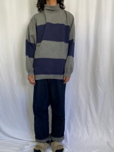 画像2: 90's GAP ボーダー柄 ハイネックスウェット XL (2)