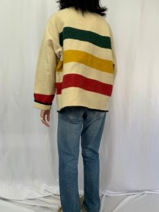 画像4: 60〜70's Woolrich ボーダー柄 ハーフスナップ ウールジャケット (4)