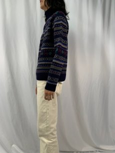 画像3: POLO Ralph Lauren "HAND KNIT" ネイティブ柄 ハーフジップウールニットセーター M (3)