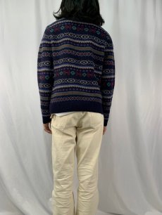 画像4: POLO Ralph Lauren "HAND KNIT" ネイティブ柄 ハーフジップウールニットセーター M (4)