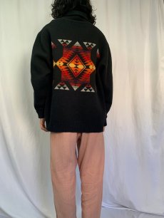 画像4: PENDLETON ネイティブ柄 ウールニットカーディガン XL (4)