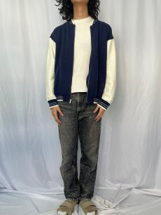 画像2: 90's GAP リブボーダー ジップスウェットジャケット S (2)