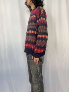 画像3: 80〜90's Woolrich USA製 総柄 コットンニットセーター L (3)