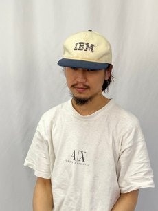 画像2: 90's IBM USA製 企業ロゴ ヘリンボーン織 スナップバックキャップ (2)