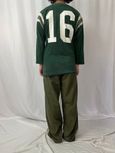 画像4: 70's Champion USA製 "16" エルボーパッチ付き ラバープリント フットボールTシャツ SIZE42 (4)