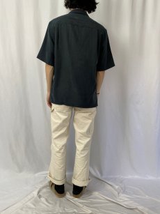 画像4: Woolrich ストライプ柄織り レーヨン×ポリエステルシャツ オープンカラーシャツ M (4)