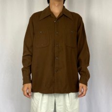 画像2: 70's PENDLETON USA製 オープンカラーウールシャツ L (2)