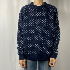 画像2: LANDS'END バーズアイ柄 ニットセーター NAVY L (2)