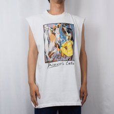 画像2: 90's Pablo Picasso USA製 "Picasso's cat" アートプリント カットオフスリーブTシャツ XL (2)