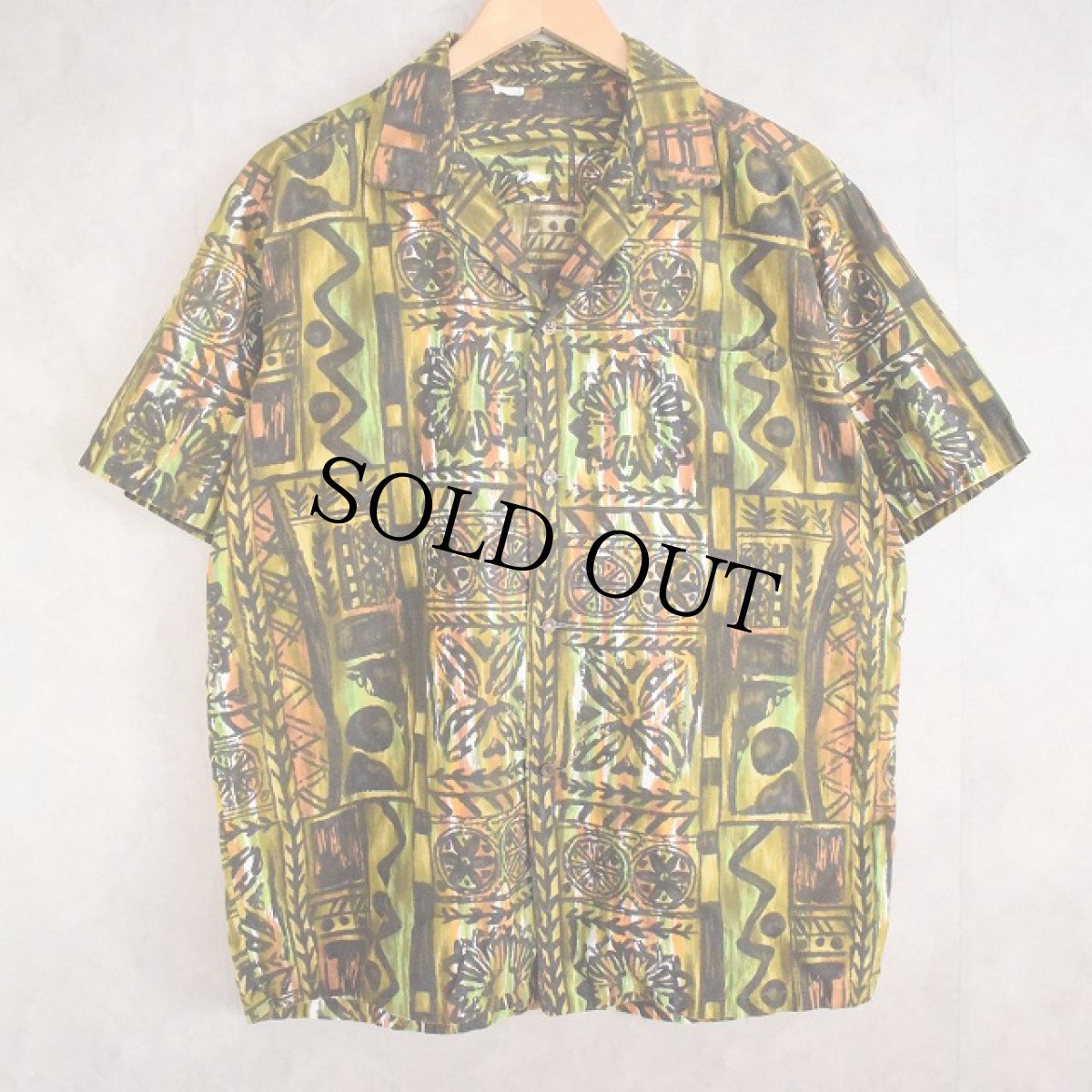 画像1: 70's Cotton Hawaiian shirt L (1)