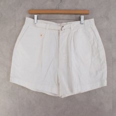 画像1: White Linen Shorts W26-33 (1)