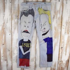 画像1: Levi's 506 "Beavis＆Butt-Head" ハンドペイント デニムパンツ W35 (1)